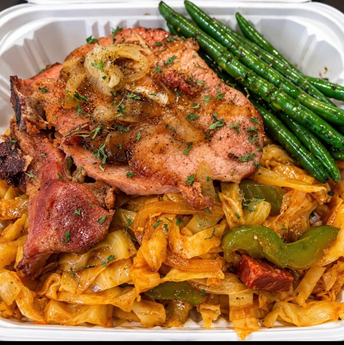 Alabao Eats pork chop takeout box packed for Cape Coral homes